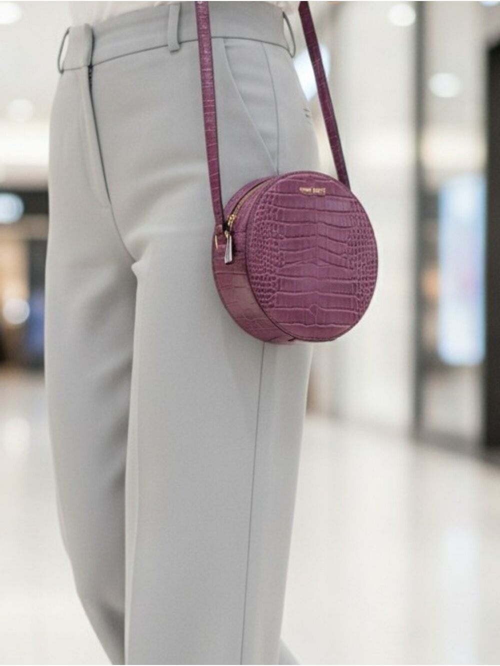 Set Of Nine West Plum Croc Crossbody & Chicos Necklace